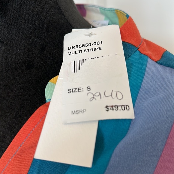 All In Favor Colorful Rainbow Light Weight Long Sleeve Dress - Picture 6 of 12